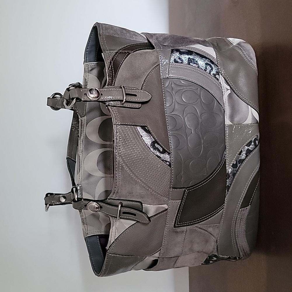 Coach Gray Patchwork Satchel